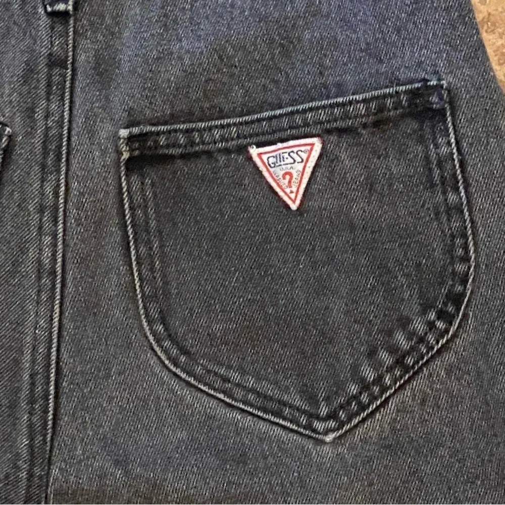 Vintage GUESS Girls Teens Gray Denim Overalls Size 14-Made in USA